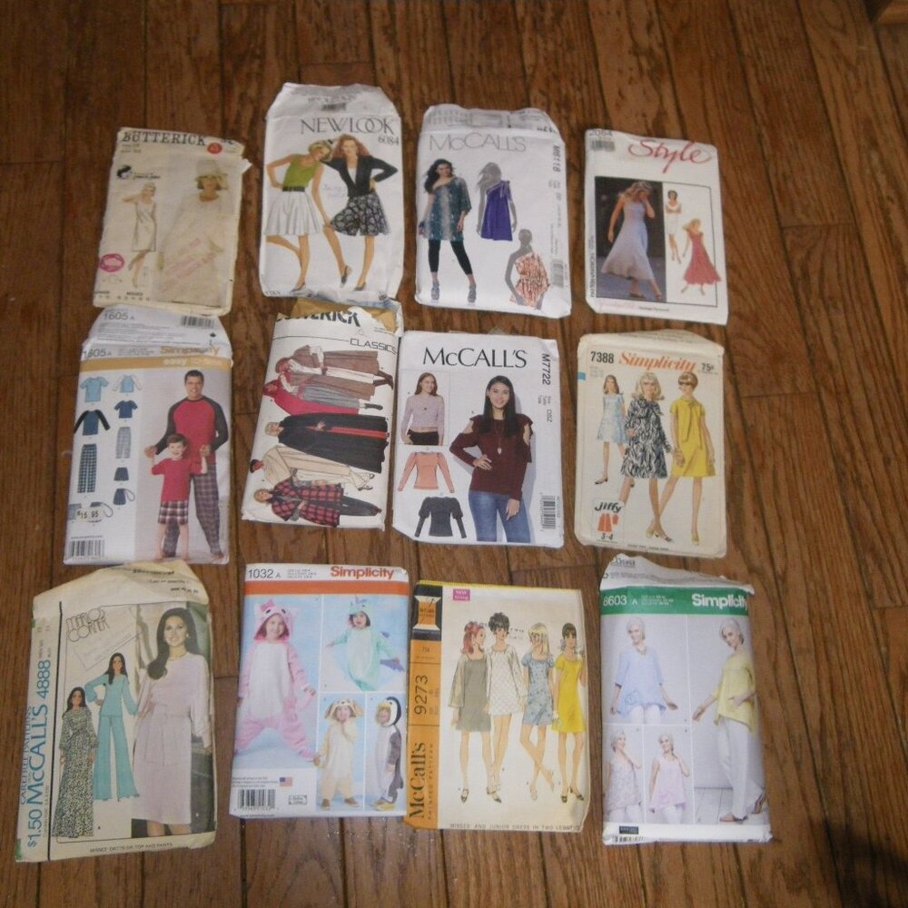 Lot of 12 Various Sewing Patterns - Simplicity McCalls Butterick New Look - Cut!